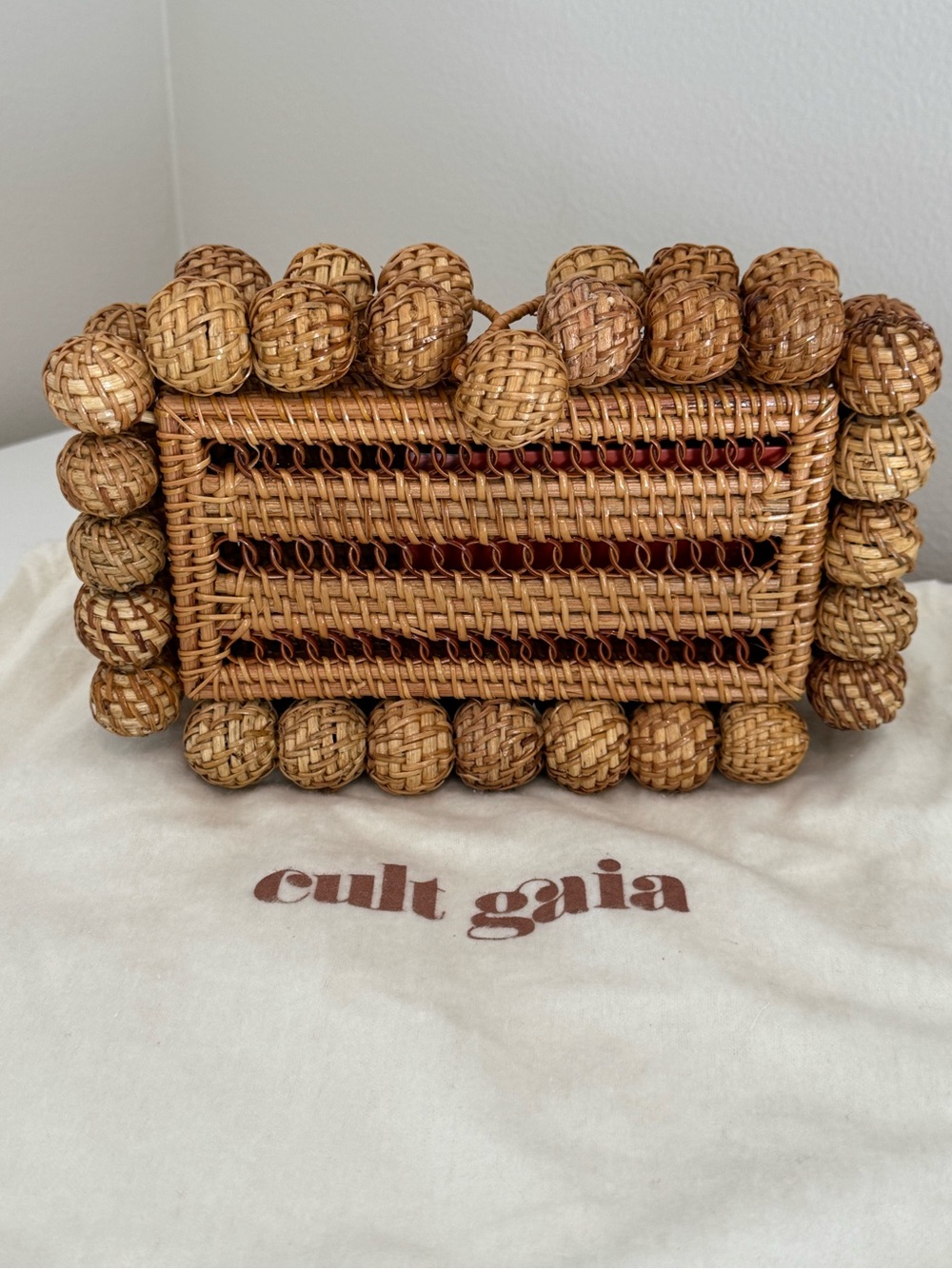 Cult Gaia EOS Rattan Clutch Natural